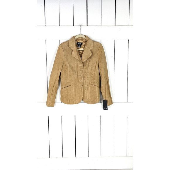 Mark Alan tan suede leather blazer jacket NWT medium - Picture 1 of 7